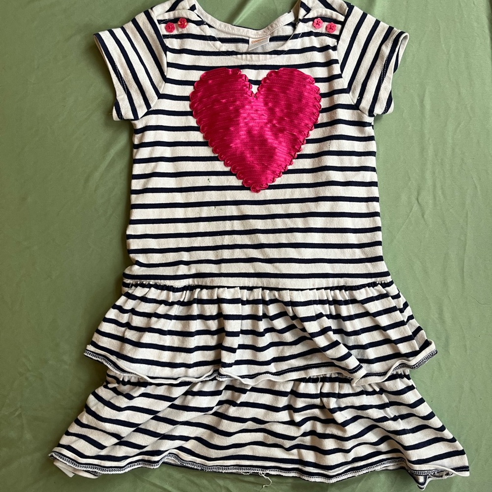 Gymboree White and Blue Casual Sundress Crew Neck